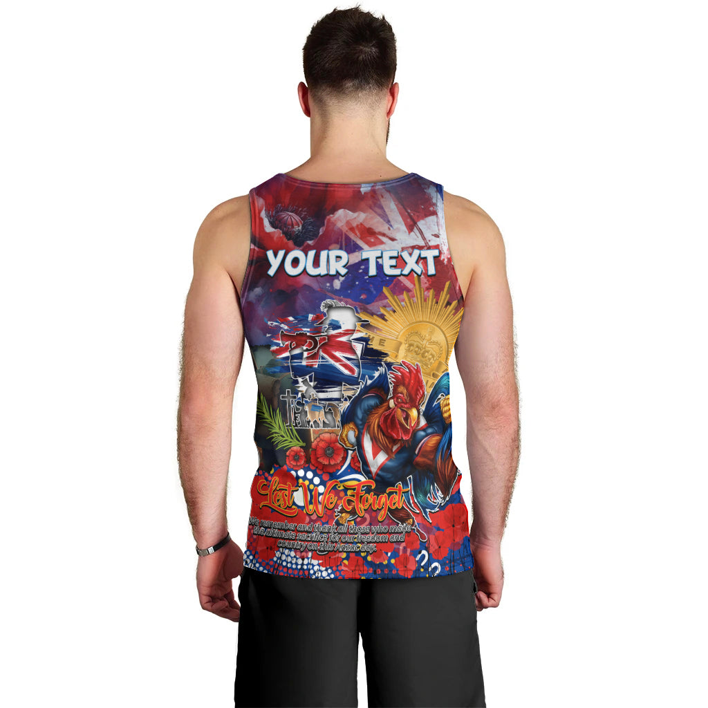 Personalised Australia Rugby Roosters ANZAC Men Tank Top Sydney Scratch Style