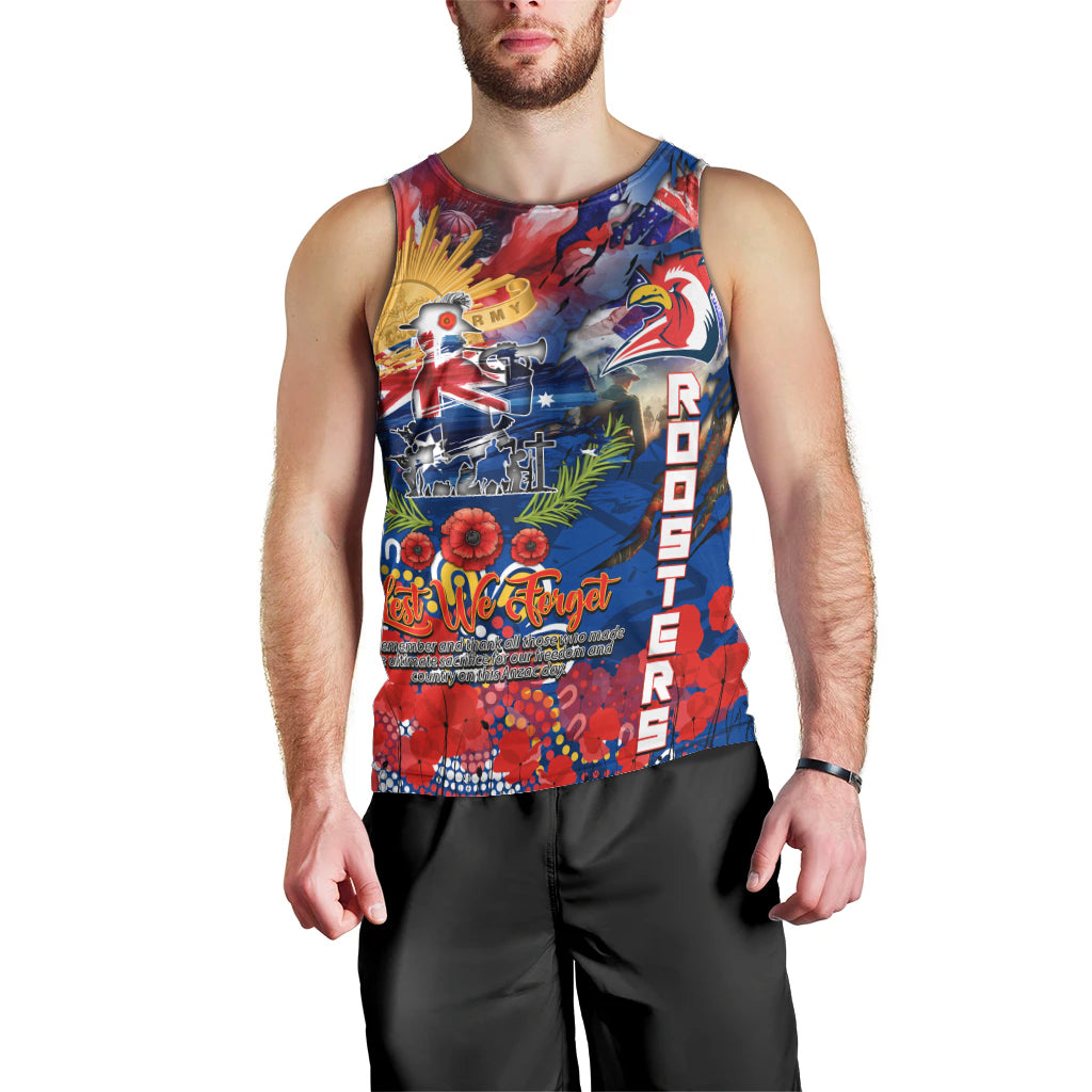 Personalised Australia Rugby Roosters ANZAC Men Tank Top Sydney Scratch Style