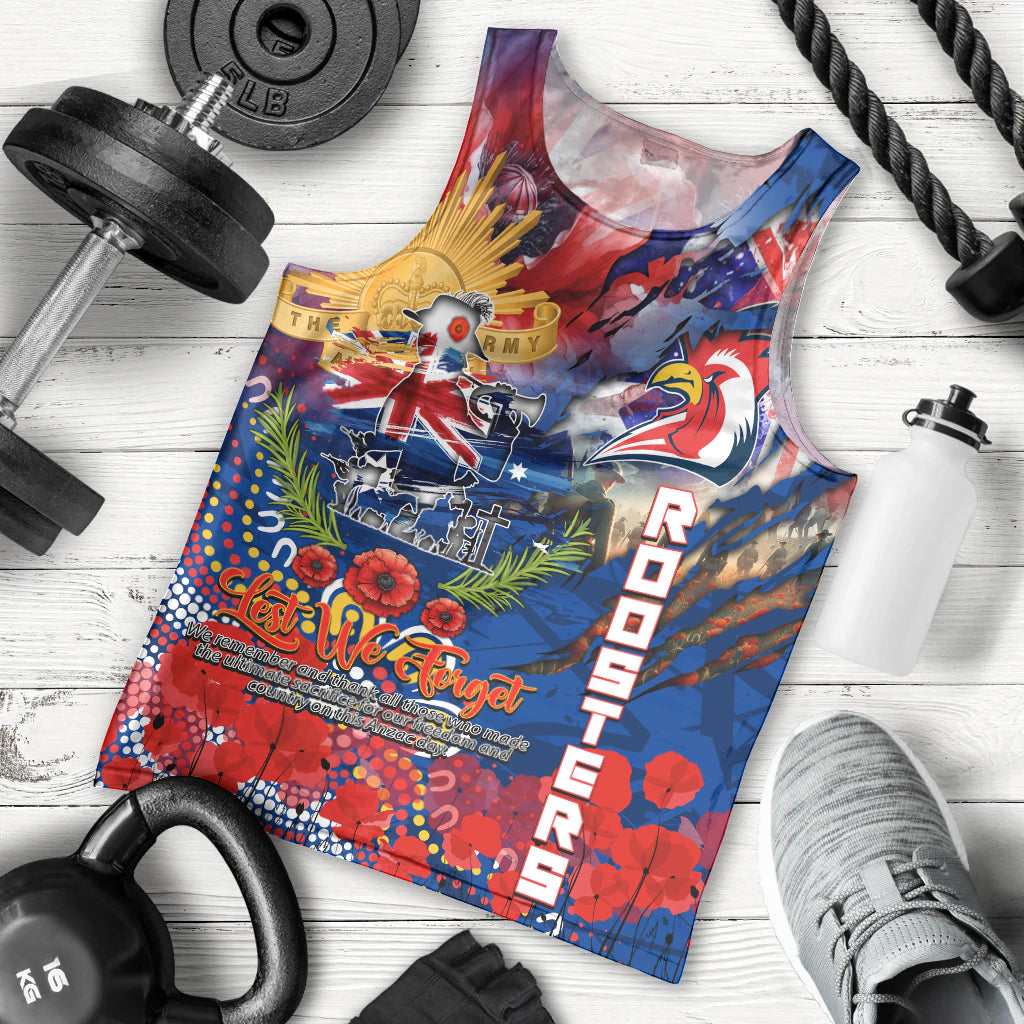 Personalised Australia Rugby Roosters ANZAC Men Tank Top Sydney Scratch Style