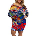 Personalised Australia Rugby Roosters ANZAC Off Shoulder Short Dress Sydney Scratch Style