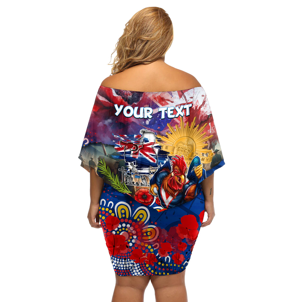 Personalised Australia Rugby Roosters ANZAC Off Shoulder Short Dress Sydney Scratch Style