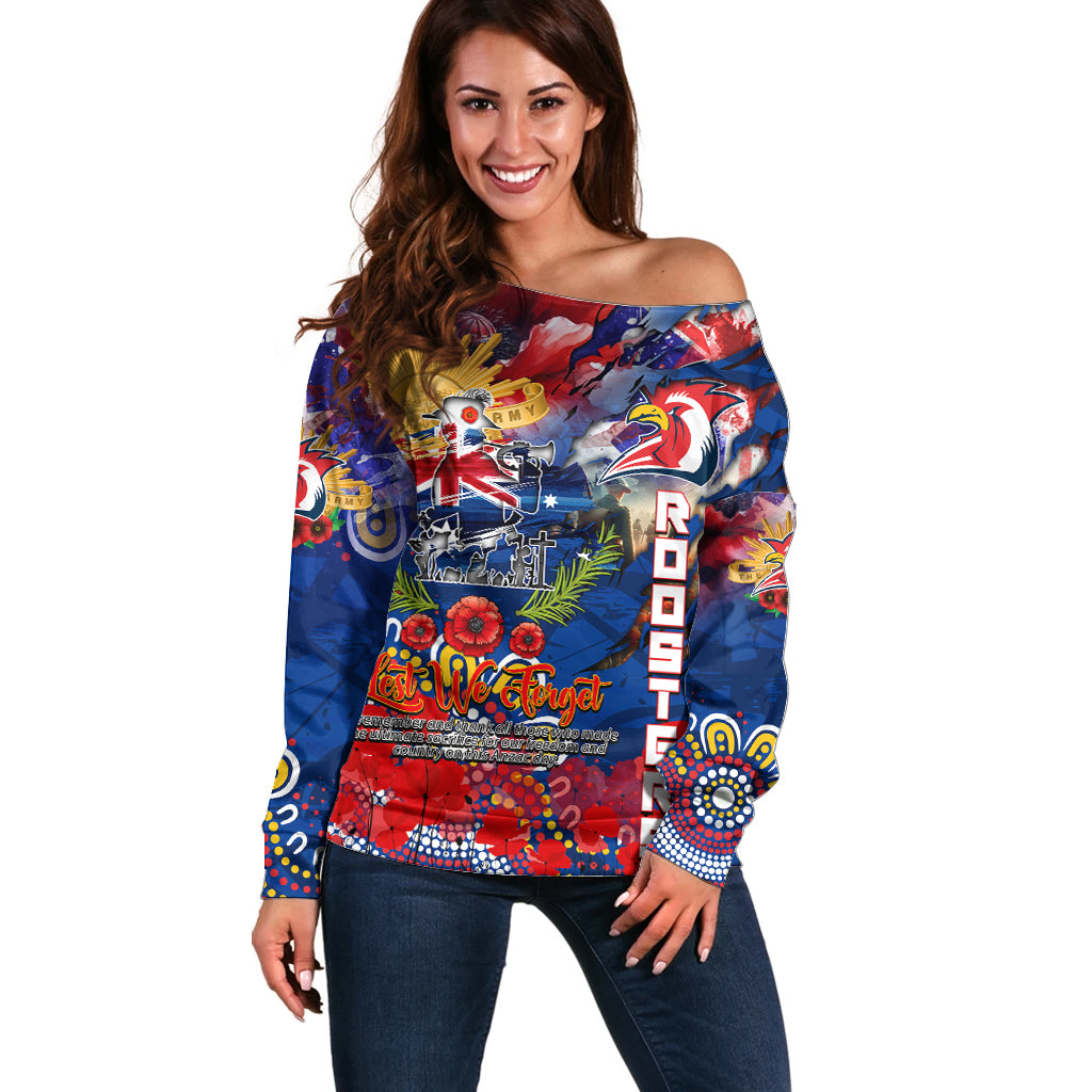 Personalised Australia Rugby Roosters ANZAC Off Shoulder Sweater Sydney Scratch Style