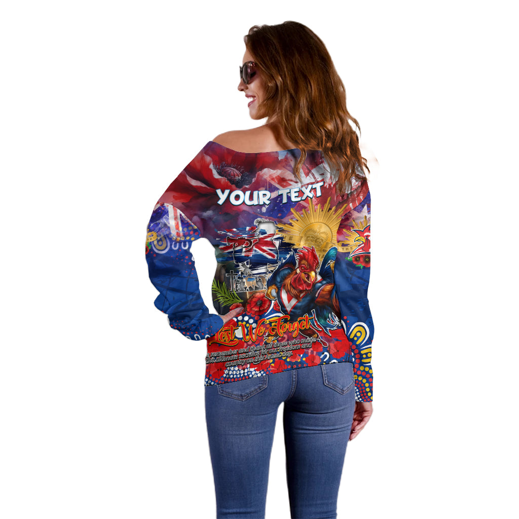 Personalised Australia Rugby Roosters ANZAC Off Shoulder Sweater Sydney Scratch Style