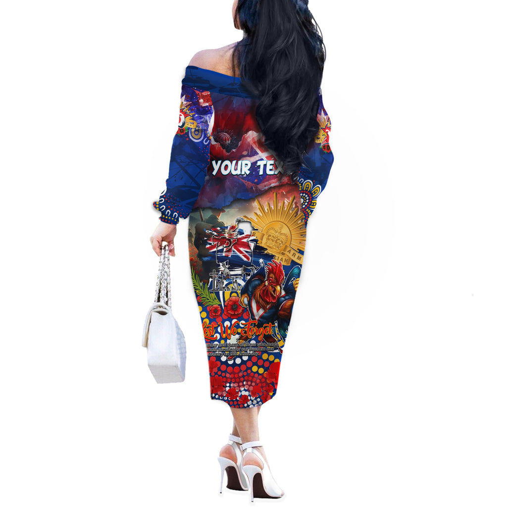 Personalised Australia Rugby Roosters ANZAC Off The Shoulder Long Sleeve Dress Sydney Scratch Style
