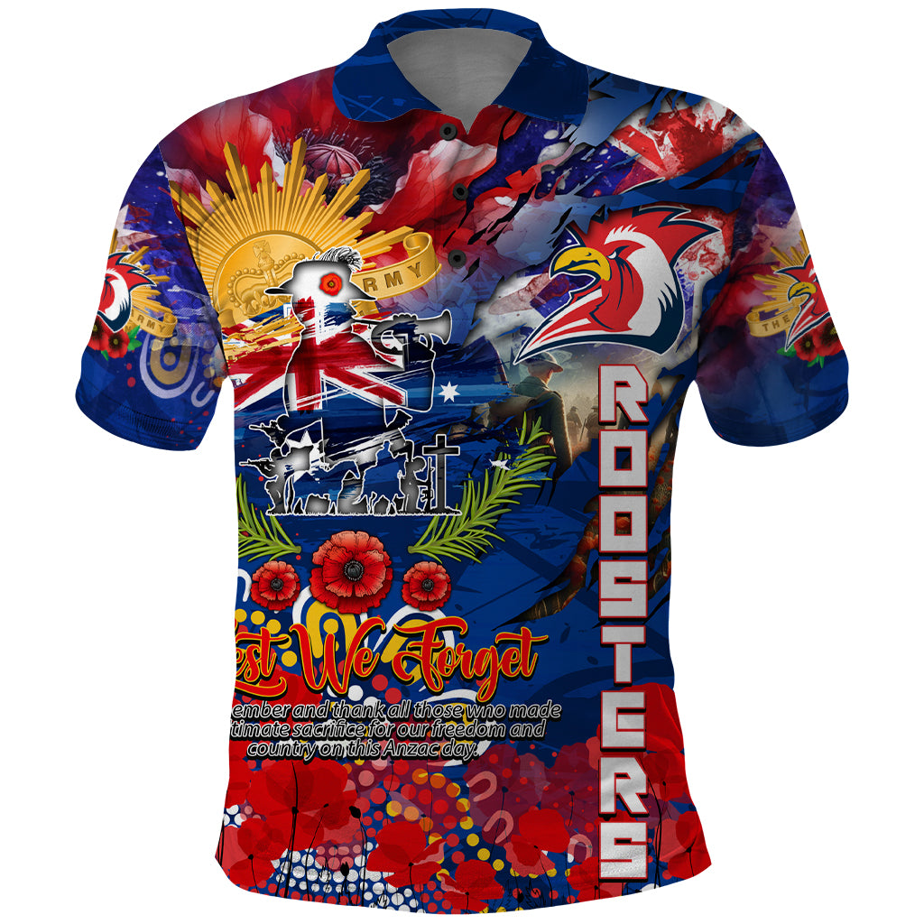 Personalised Australia Rugby Roosters ANZAC Polo Shirt Sydney Scratch Style
