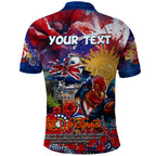 Personalised Australia Rugby Roosters ANZAC Polo Shirt Sydney Scratch Style