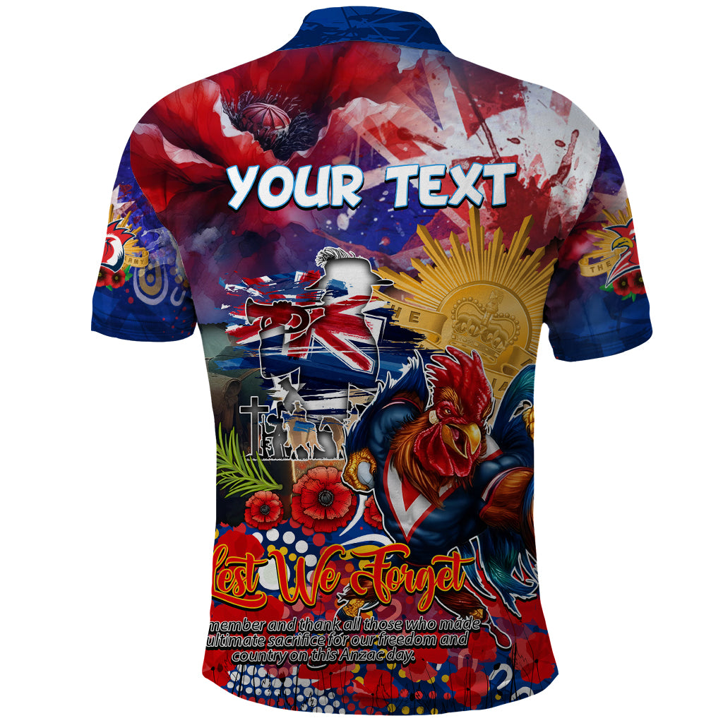 Personalised Australia Rugby Roosters ANZAC Polo Shirt Sydney Scratch Style