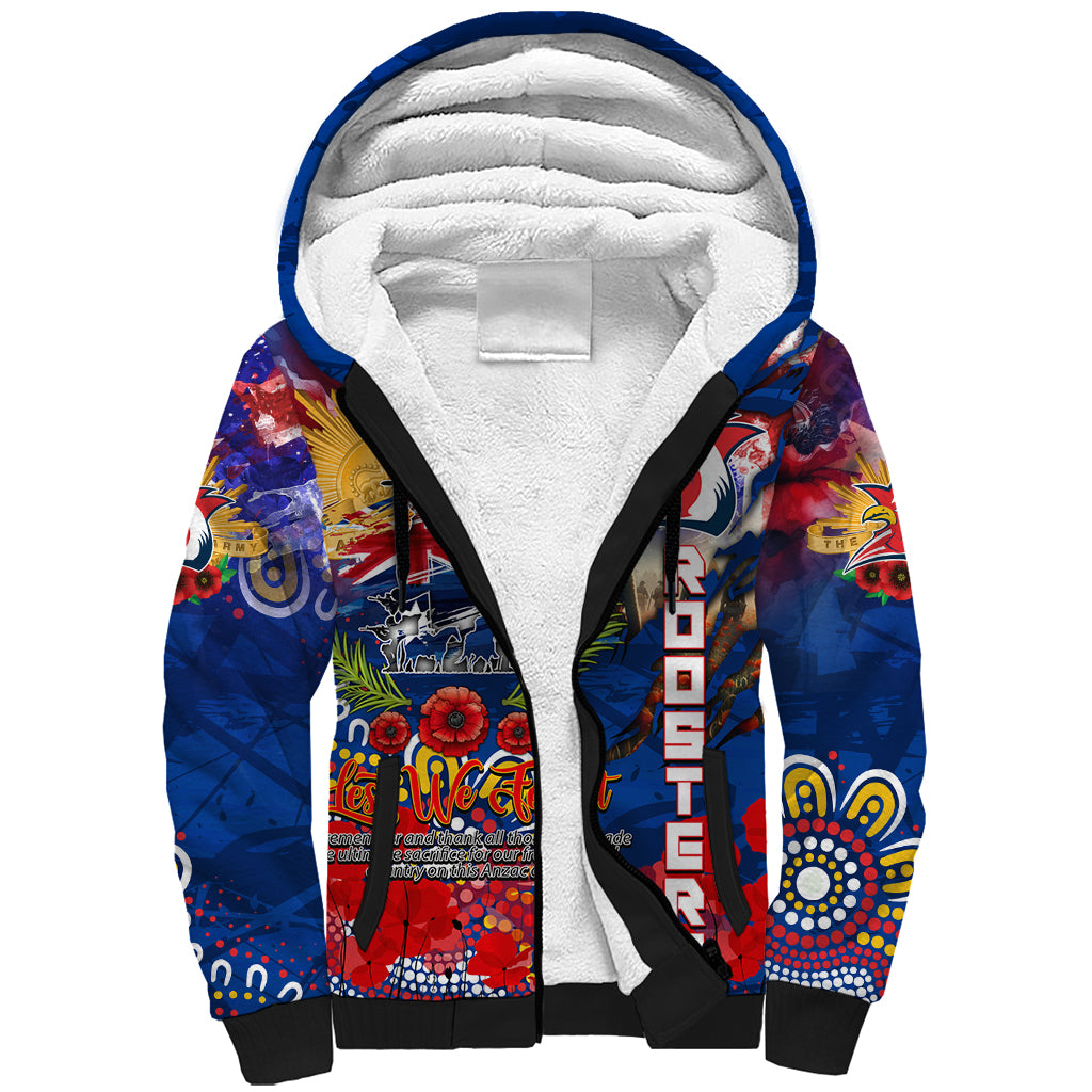 Personalised Australia Rugby Roosters ANZAC Sherpa Hoodie Sydney Scratch Style