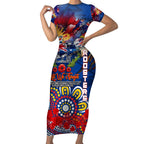 Personalised Australia Rugby Roosters ANZAC Short Sleeve Bodycon Dress Sydney Scratch Style