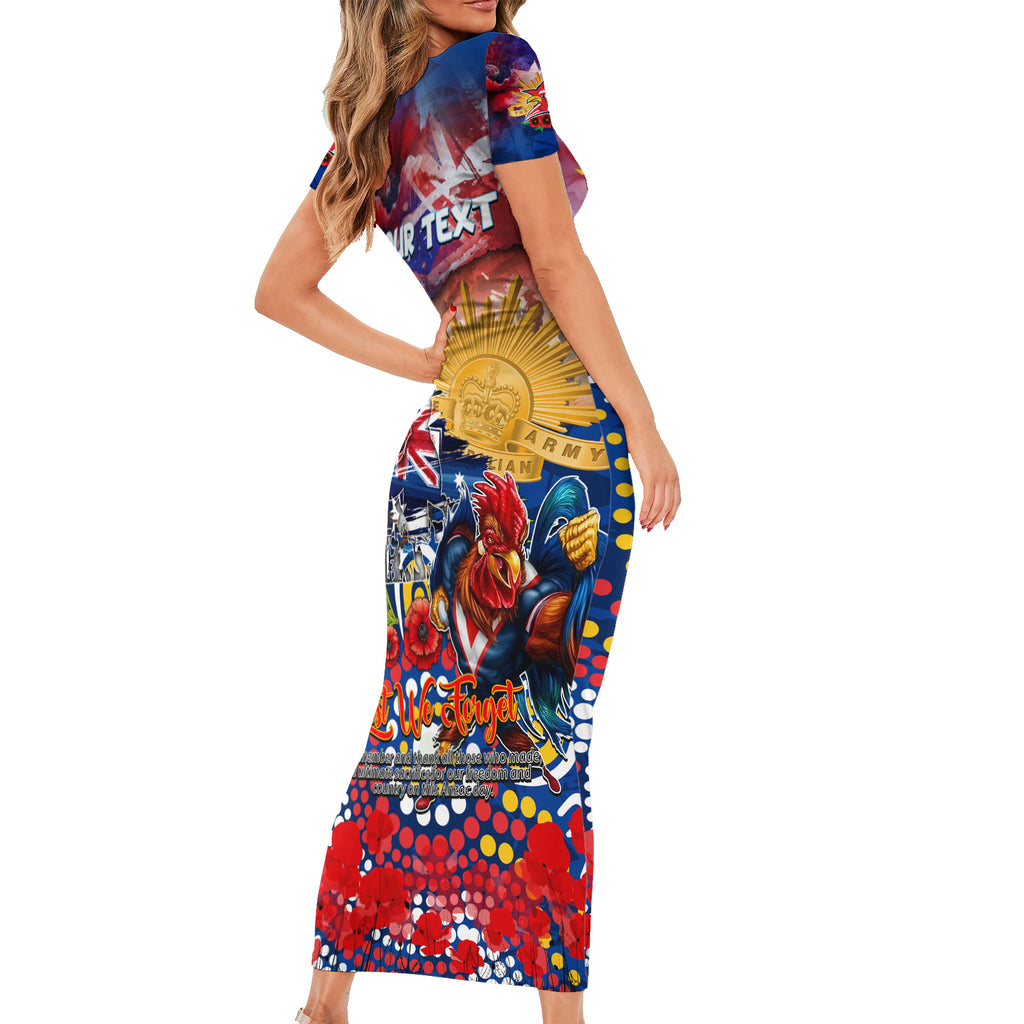 Personalised Australia Rugby Roosters ANZAC Short Sleeve Bodycon Dress Sydney Scratch Style