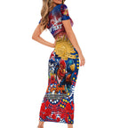 Personalised Australia Rugby Roosters ANZAC Short Sleeve Bodycon Dress Sydney Scratch Style