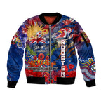 Personalised Australia Rugby Roosters ANZAC Sleeve Zip Bomber Jacket Sydney Scratch Style
