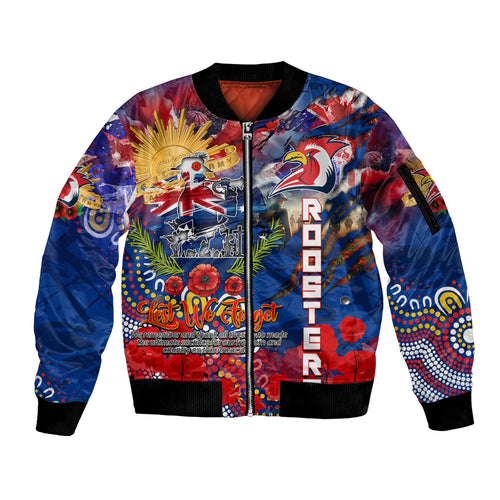 Personalised Australia Rugby Roosters ANZAC Sleeve Zip Bomber Jacket Sydney Scratch Style