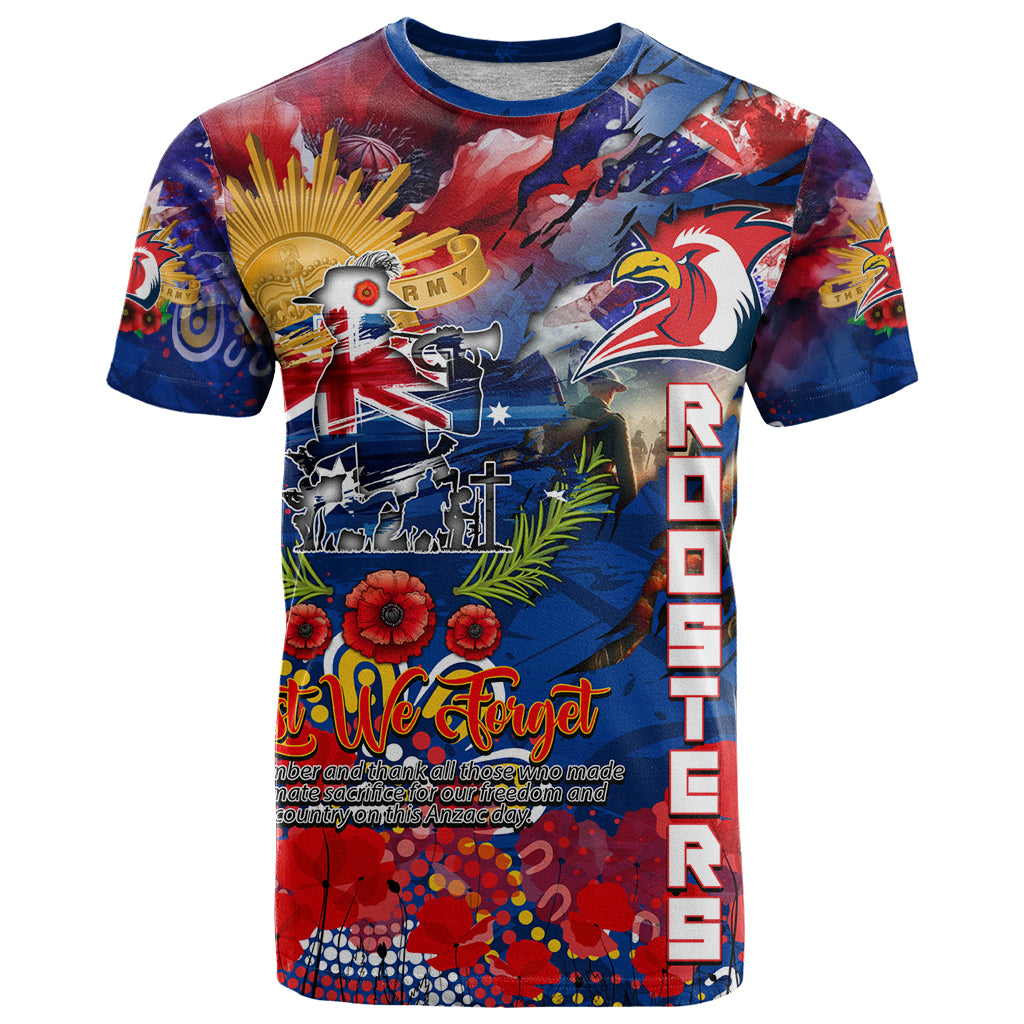 Personalised Australia Rugby Roosters ANZAC T Shirt Sydney Scratch Style