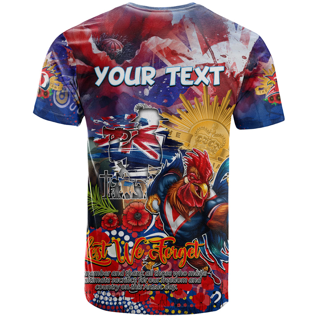Personalised Australia Rugby Roosters ANZAC T Shirt Sydney Scratch Style