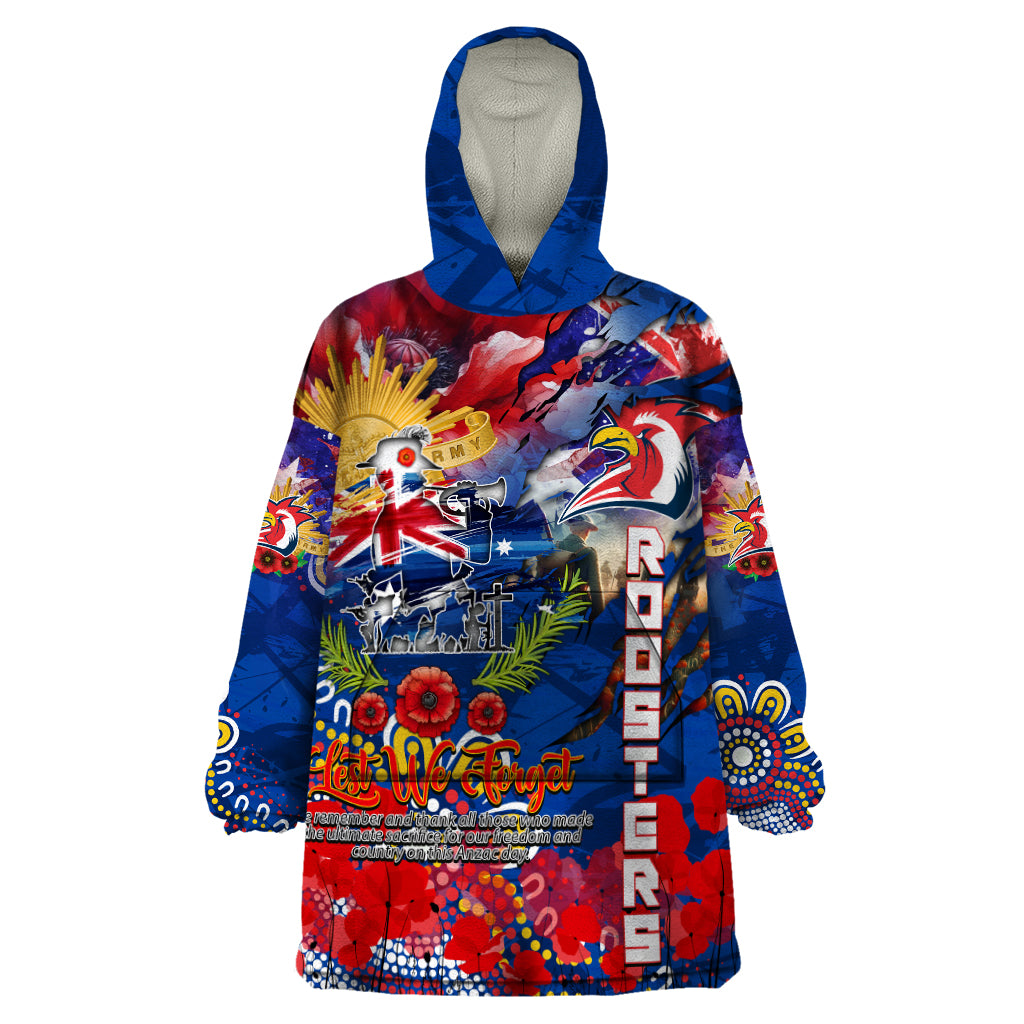 Personalised Australia Rugby Roosters ANZAC Wearable Blanket Hoodie Sydney Scratch Style