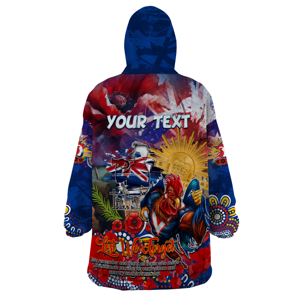 Personalised Australia Rugby Roosters ANZAC Wearable Blanket Hoodie Sydney Scratch Style