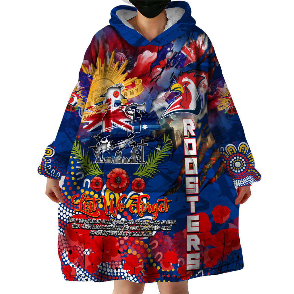 Personalised Australia Rugby Roosters ANZAC Wearable Blanket Hoodie Sydney Scratch Style