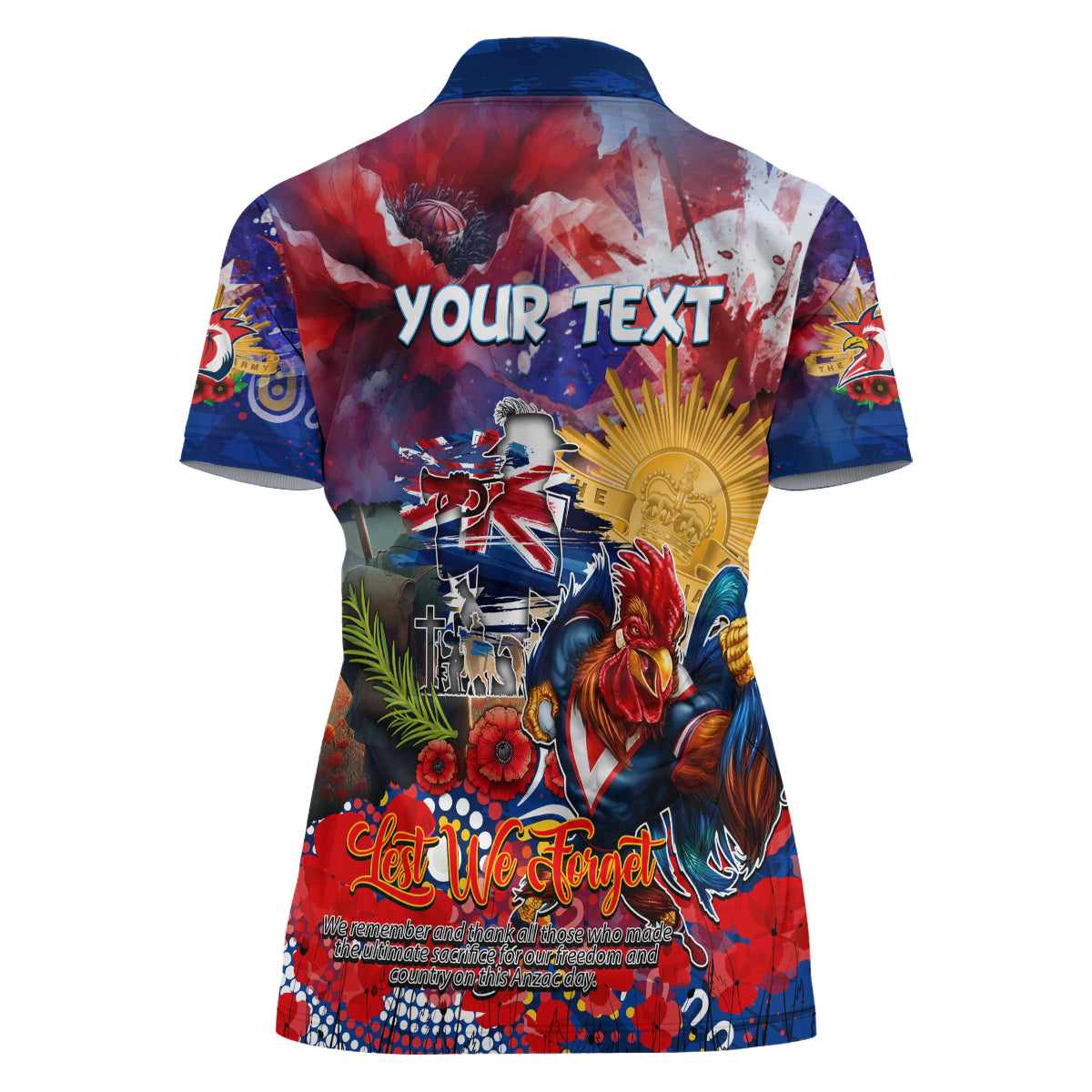 Personalised Australia Rugby Roosters ANZAC Women Polo Shirt Sydney Scratch Style