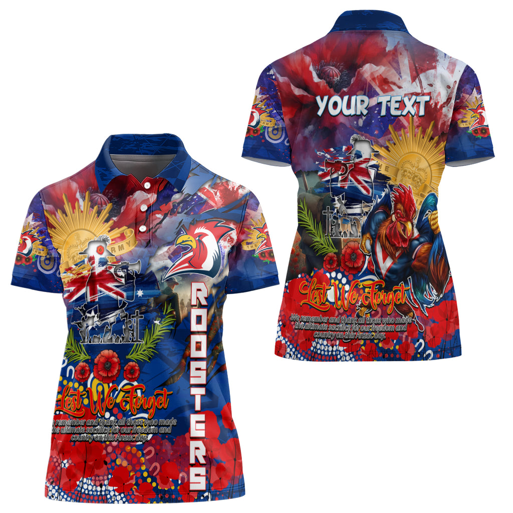 Personalised Australia Rugby Roosters ANZAC Women Polo Shirt Sydney Scratch Style