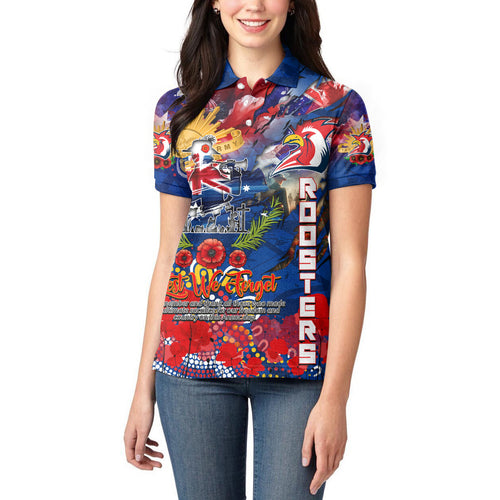 Personalised Australia Rugby Roosters ANZAC Women Polo Shirt Sydney Scratch Style
