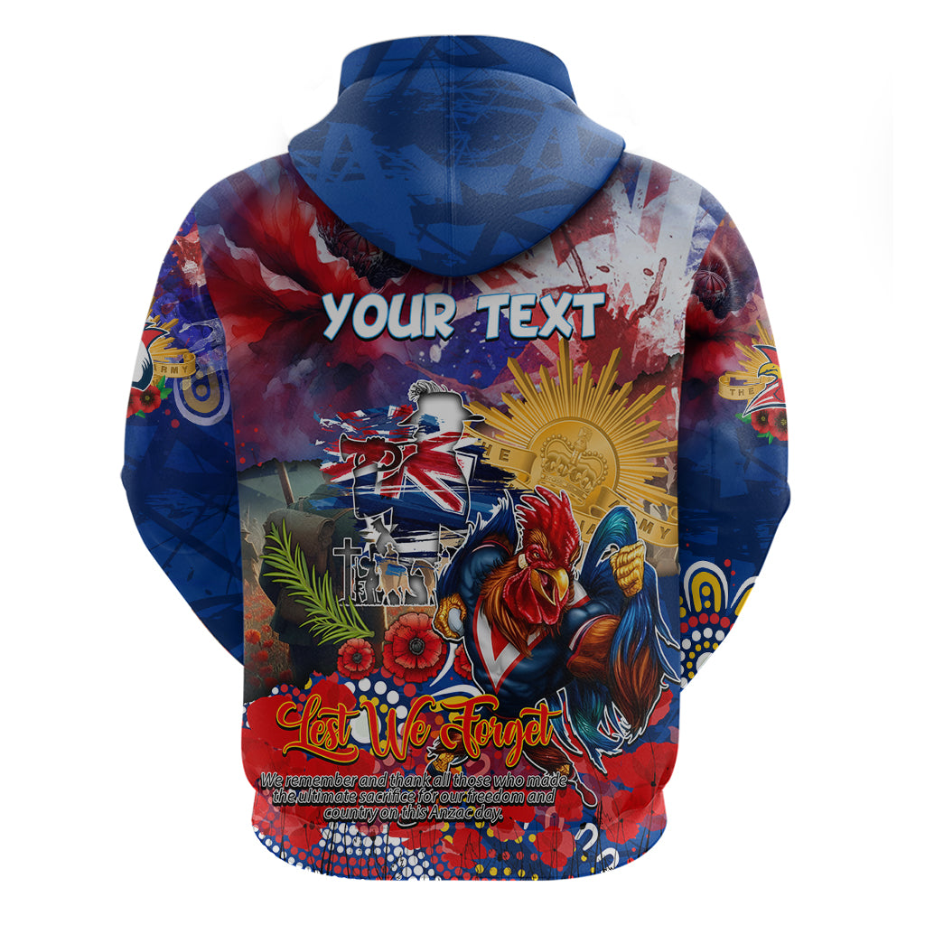 Personalised Australia Rugby Roosters ANZAC Zip Hoodie Sydney Scratch Style