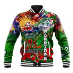 Personalised New Zealand Warriors ANZAC Baseball Jacket Scratch Style DT02