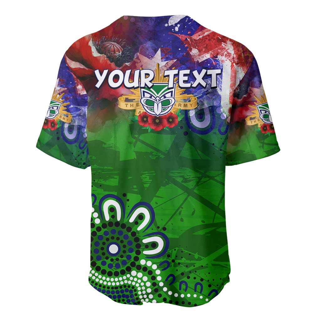 Personalised New Zealand Warriors ANZAC Baseball Jersey Scratch Style DT02