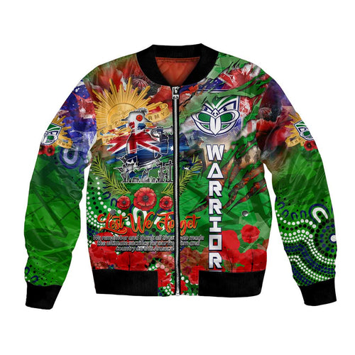 Personalised New Zealand Warriors ANZAC Bomber Jacket Scratch Style DT02