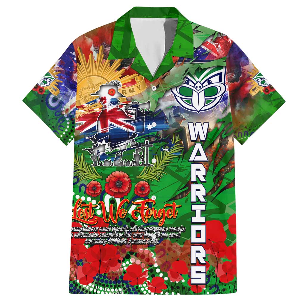 Personalised New Zealand Warriors ANZAC Hawaiian Shirt Scratch Style DT02