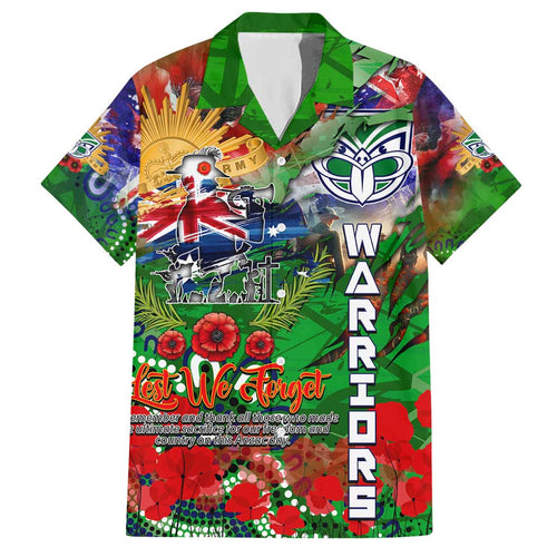 Personalised New Zealand Warriors ANZAC Hawaiian Shirt Scratch Style DT02