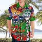 Personalised New Zealand Warriors ANZAC Hawaiian Shirt Scratch Style DT02