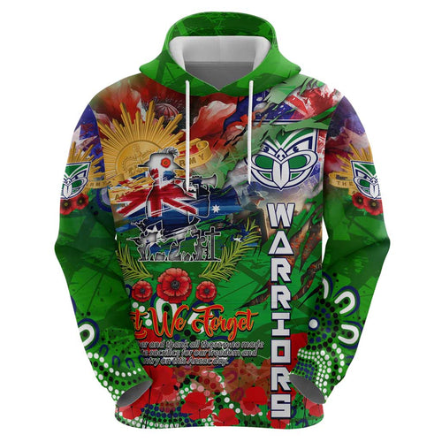 Personalised New Zealand Warriors ANZAC Hoodie Scratch Style DT02