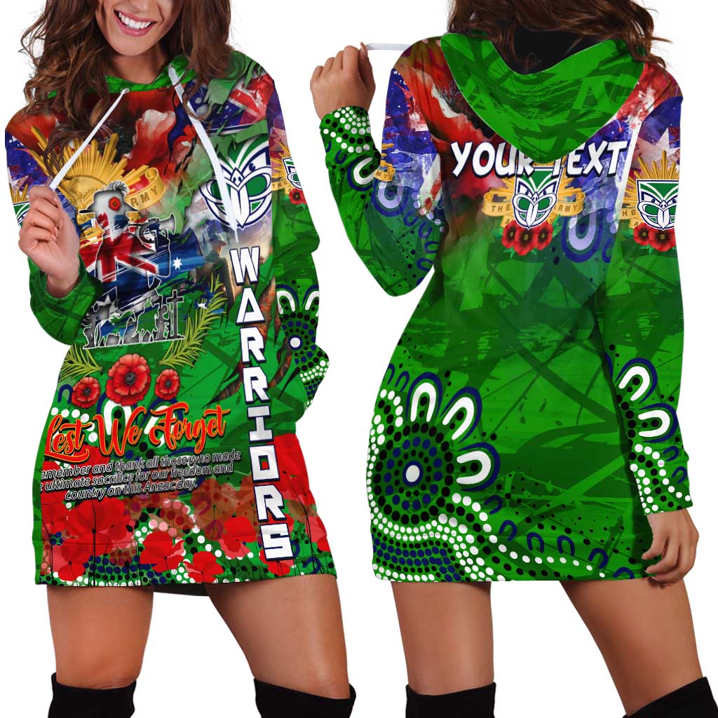 Personalised New Zealand Warriors ANZAC Hoodie Dress Scratch Style DT02
