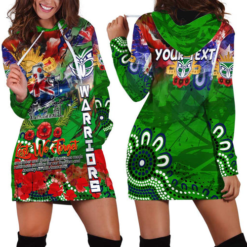 Personalised New Zealand Warriors ANZAC Hoodie Dress Scratch Style DT02
