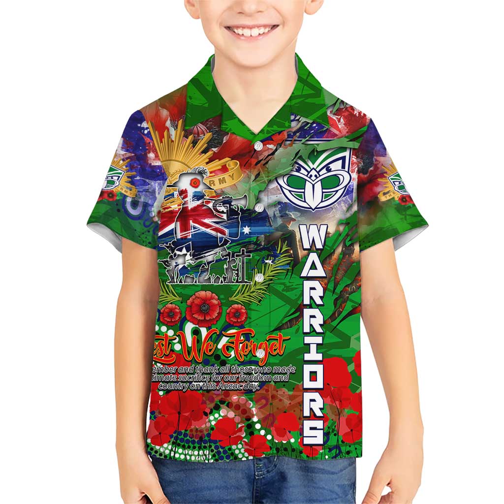 Personalised New Zealand Warriors ANZAC Kid Hawaiian Shirt Scratch Style DT02