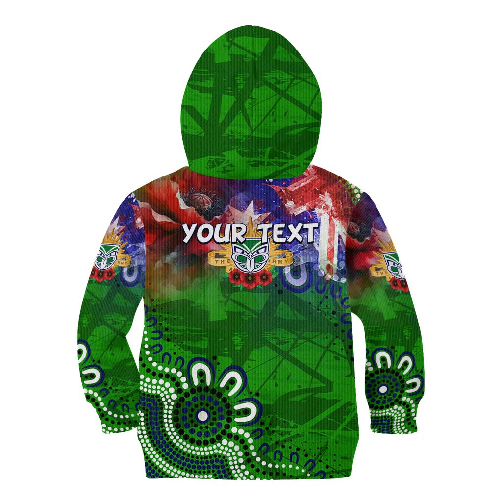 Personalised New Zealand Warriors ANZAC Kid Hoodie Scratch Style DT02