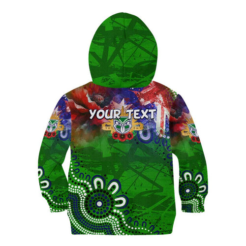 Personalised New Zealand Warriors ANZAC Kid Hoodie Scratch Style DT02