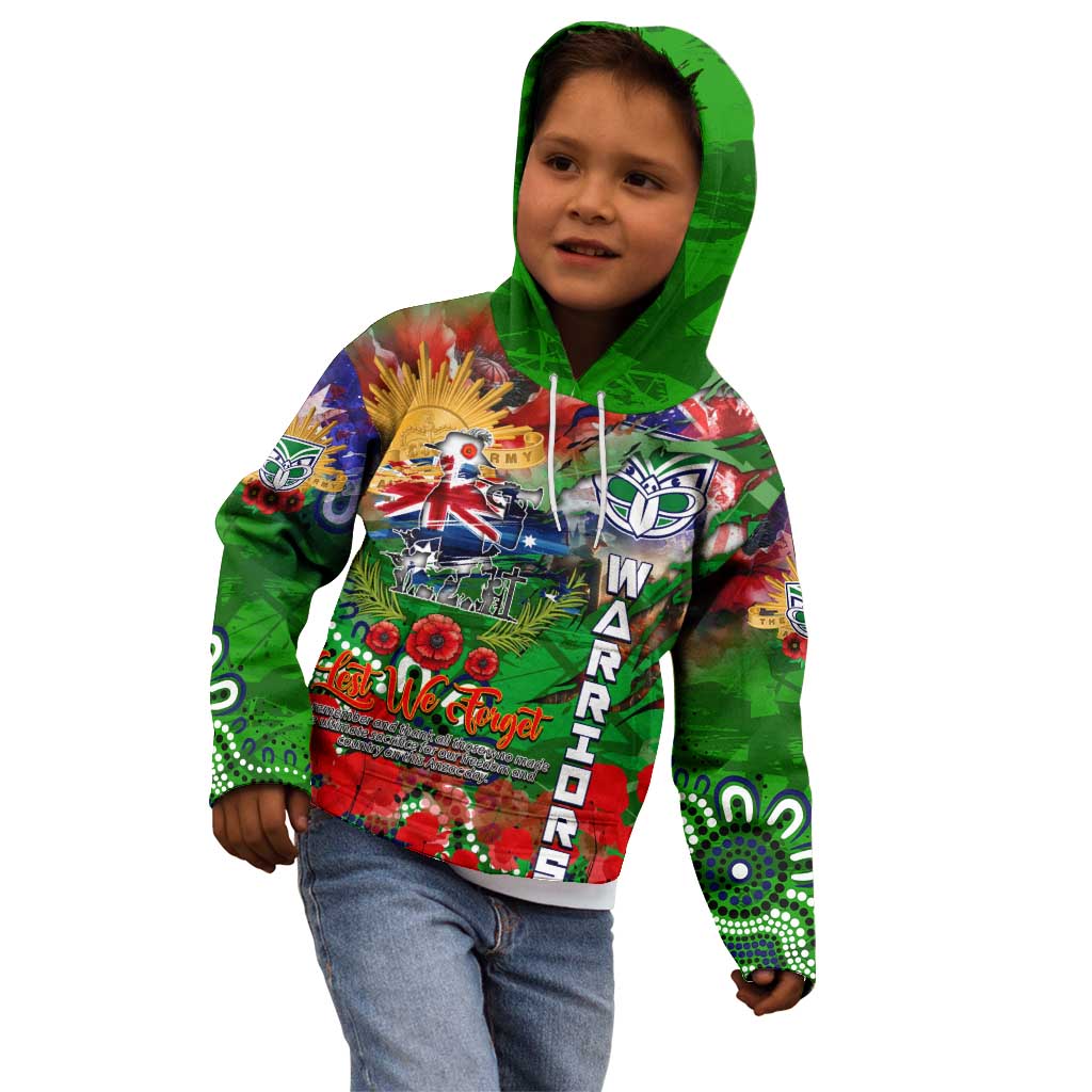 Personalised New Zealand Warriors ANZAC Kid Hoodie Scratch Style DT02