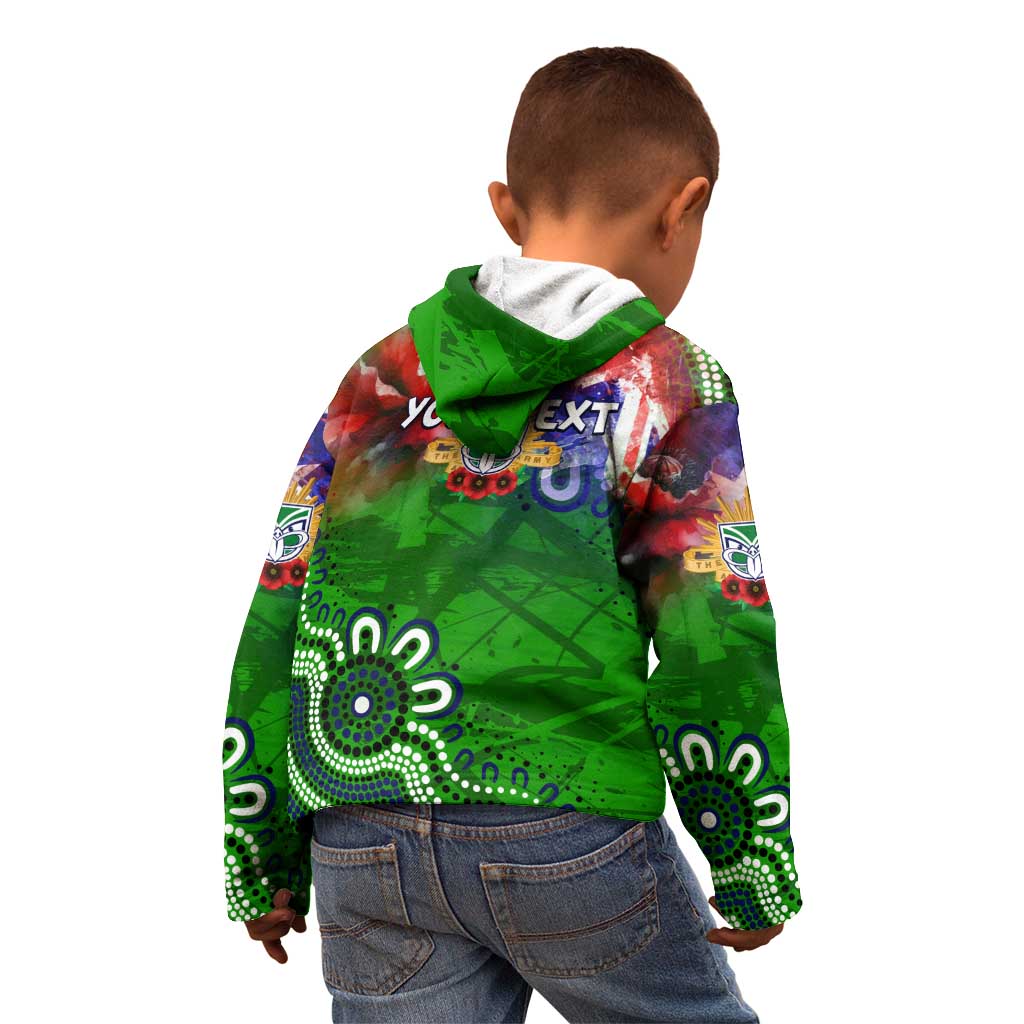 Personalised New Zealand Warriors ANZAC Kid Hoodie Scratch Style DT02