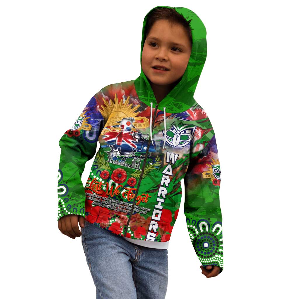 Personalised New Zealand Warriors ANZAC Kid Hoodie Scratch Style DT02