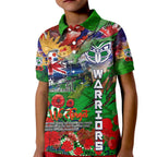 Personalised New Zealand Warriors ANZAC Kid Polo Shirt Scratch Style DT02