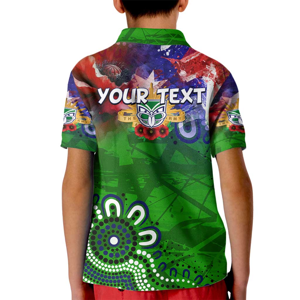 Personalised New Zealand Warriors ANZAC Kid Polo Shirt Scratch Style DT02