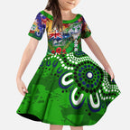 Personalised New Zealand Warriors ANZAC Kid Short Sleeve Dress Scratch Style DT02