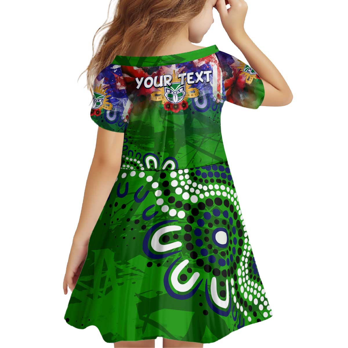 Personalised New Zealand Warriors ANZAC Kid Short Sleeve Dress Scratch Style DT02