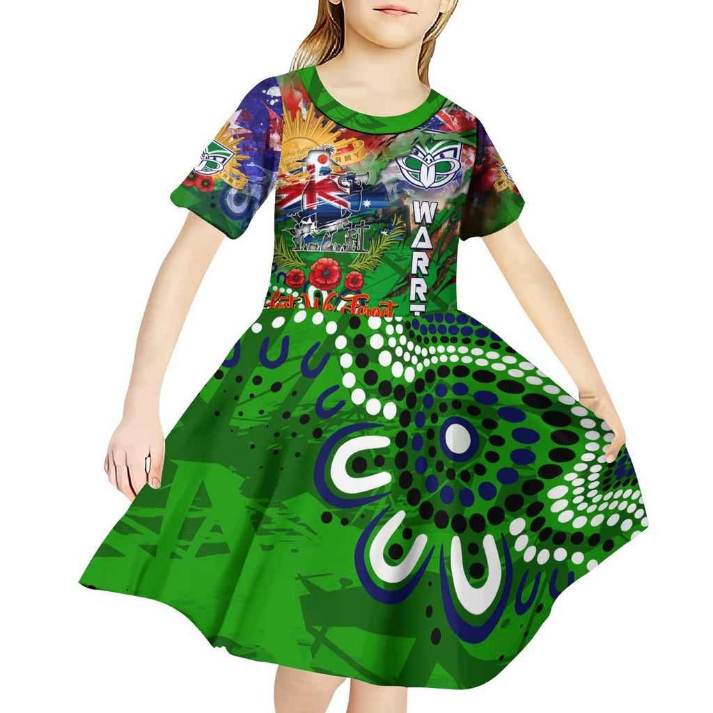 Personalised New Zealand Warriors ANZAC Kid Short Sleeve Dress Scratch Style DT02