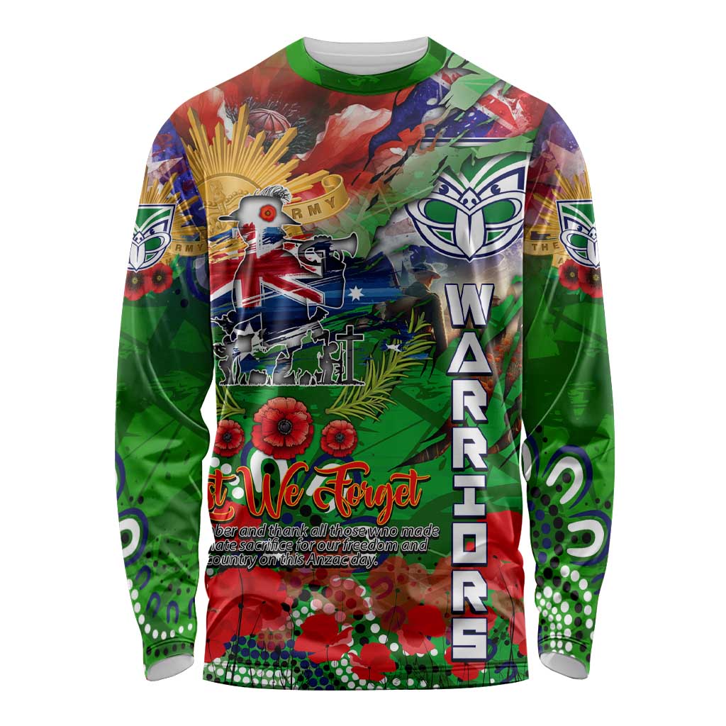 Personalised New Zealand Warriors ANZAC Long Sleeve Shirt Scratch Style DT02
