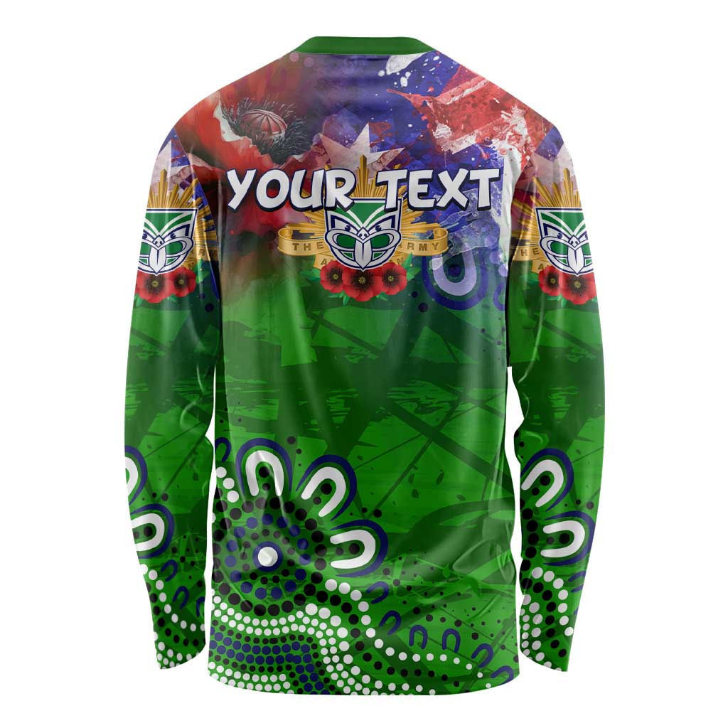 Personalised New Zealand Warriors ANZAC Long Sleeve Shirt Scratch Style DT02
