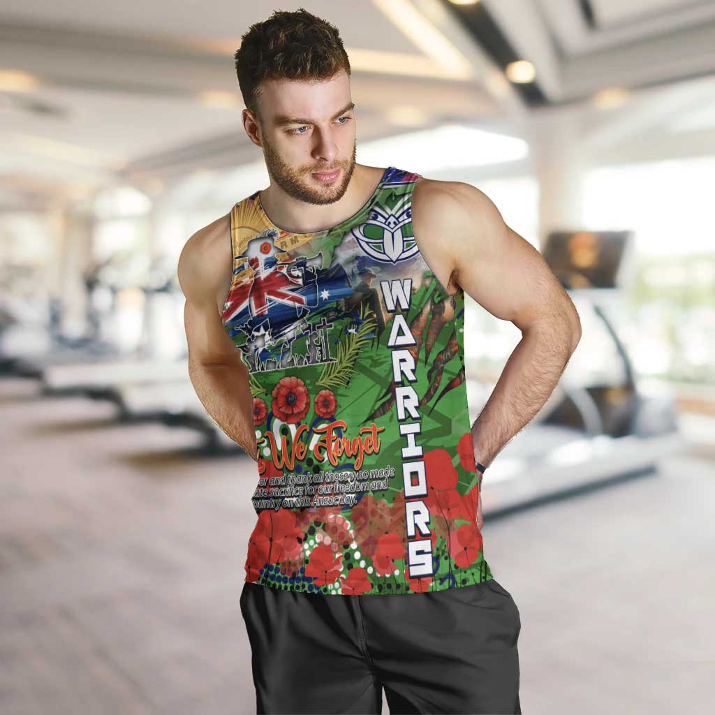 Personalised New Zealand Warriors ANZAC Men Tank Top Scratch Style DT02