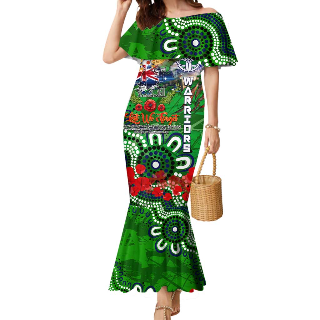 Personalised New Zealand Warriors ANZAC Mermaid Dress Scratch Style DT02